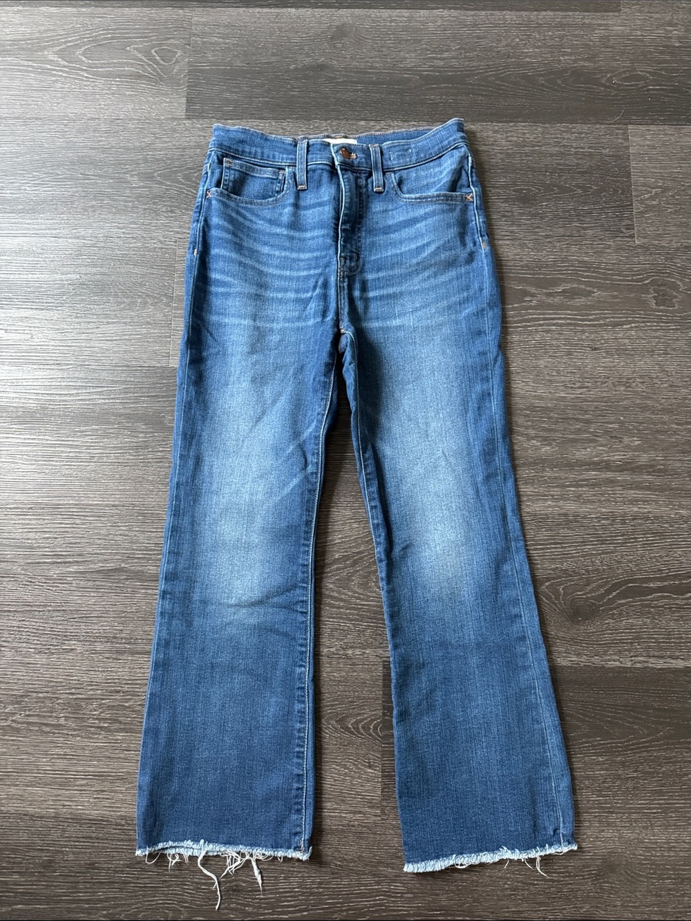 Madewell Women’s Blue Boot-Cut Jeans with Raw Hem